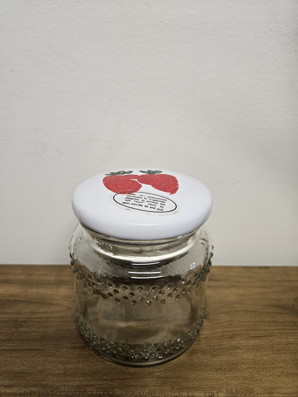 Vintage Hobnail Strawberry Glass Storage Jar